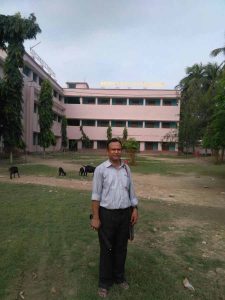 Retired teacher Sunil Majhi inside school campus on Tuesday