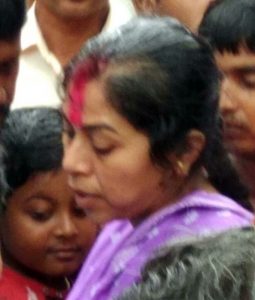 Slain officer's wife Sudeshna and son