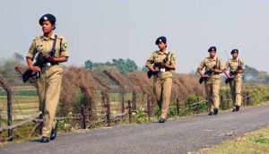 Women personnel of BSF patrolling along the Indo Bangla border in Nadia