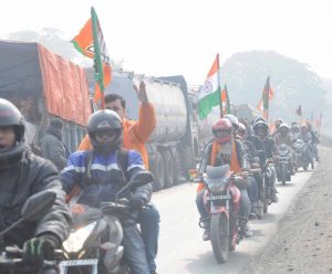 The motor bike rally of BJP on NH34 near Krishnanagar before the attack