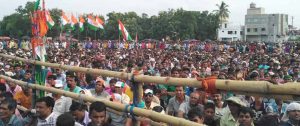 Trinamul Congress supporters at JCM School ground in Bethuadahari