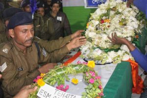 Mortal remains of CRPF jawan Sudip Biswas arrived