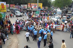 Students block road in Krishnanagar