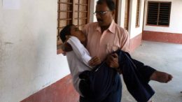 Syamantak being taken to examination hall during this year's Madhyamik Examination