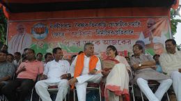 The BJP leadership in Nabadweep during a celebration rally