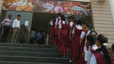 Girls entering the SVF Cinema in Krishnanagar to watch 'Padman'