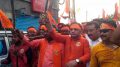 BJP state secretary Raju Banerjee walking in Ram Navami rally in Ranaghat displaying arms