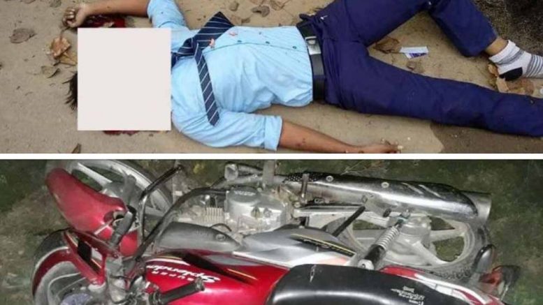 Subhranil lying dead on road and the bike he was riding
