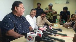 Minister Parth Chatterjee speaking to media persons after a meeting with students of BCKV