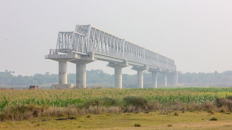 Incomplete bridge over river Bhagirathi in Mahishura