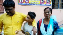 Sahil with his parents at Nirmal Hriday in Nakashipara