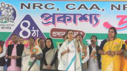 Mamata Banerjee in Habibpur Chhatimtala ground near Ranaghat on Tuesday