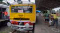 A Sealdah bound Krishak special train at Santipur rail station on Thursday